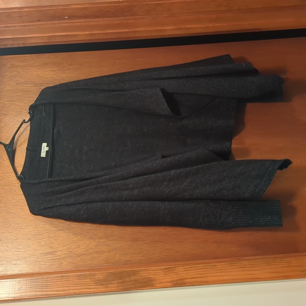 Black waterfall front cardigan